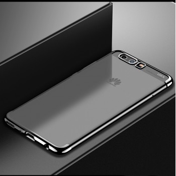 Силиконовый глянцевый полупрозрачный чехол для Huawei P10  Серый