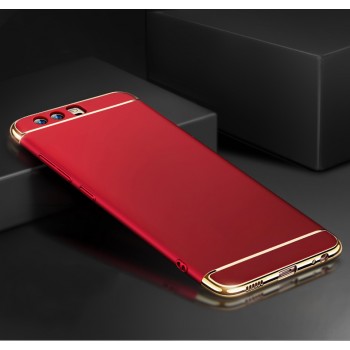 Пластиковый непрозрачный матовый сборный чехол с улучшенной защитой элементов корпуса для Huawei P10 Красный