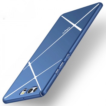 Пластиковый непрозрачный матовый чехол с текстурным покрытием Металл для Huawei P10 Синий