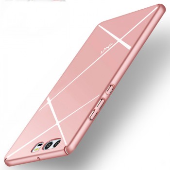 Пластиковый непрозрачный матовый чехол с текстурным покрытием Металл для Huawei P10 Розовый