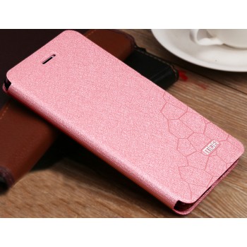 Чехол горизонтальная книжка подставка текстура Соты на силиконовой основе для Huawei P10  Розовый