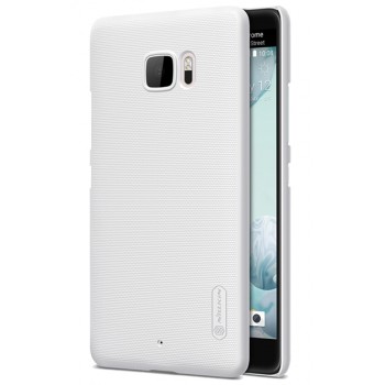Пластиковый непрозрачный матовый нескользящий премиум чехол для HTC U Ultra  Белый