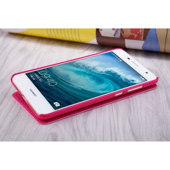 Чехол горизонтальная книжка на пластиковой нескользящей премиум основе для HTC U Ultra Розовый