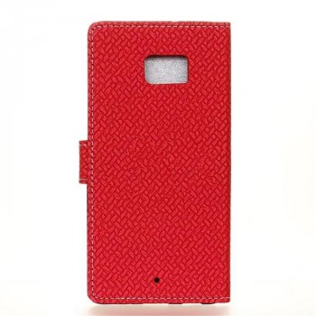 Чехол портмоне подставка текстура Клетка на силиконовой основе с отсеком для карт на магнитной защелке для HTC U Ultra  Красный