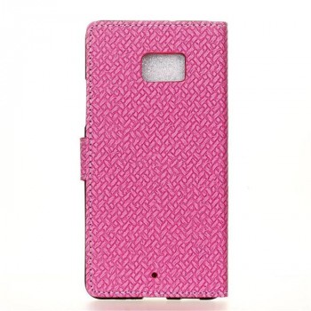 Чехол портмоне подставка текстура Клетка на силиконовой основе с отсеком для карт на магнитной защелке для HTC U Ultra  Розовый