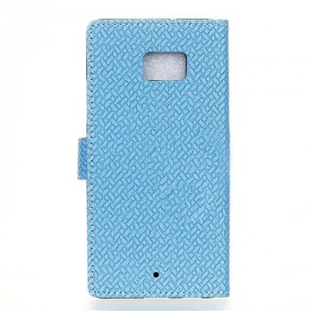 Чехол портмоне подставка текстура Клетка на силиконовой основе с отсеком для карт на магнитной защелке для HTC U Ultra  Голубой