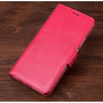 Кожаный чехол портмоне подставка (премиум нат. кожа) с крепежной застежкой для HTC U Ultra  Розовый