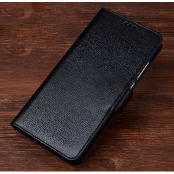 Кожаный чехол портмоне подставка (премиум нат. кожа) с крепежной застежкой для HTC U Ultra  Черный