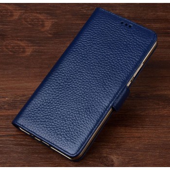 Кожаный чехол портмоне подставка (премиум нат. кожа) с крепежной застежкой для HTC U Ultra  Синий