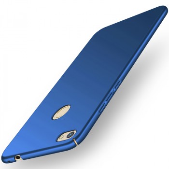 Пластиковый непрозрачный матовый нескользящий премиум чехол с улучшенной защитой элементов корпуса для Huawei Honor 8 Lite Синий