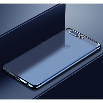 Силиконовый глянцевый полупрозрачный чехол для Huawei P10 Plus  Синий