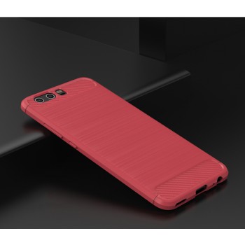 Силиконовый матовый непрозрачный чехол с текстурным покрытием Металлик для Huawei P10 Plus Красный
