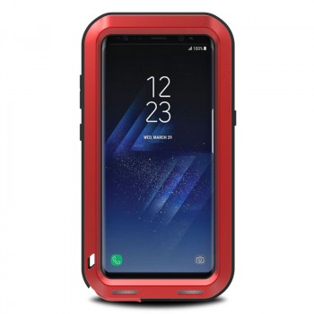 Эксклюзивный многомодульный ультрапротекторный ударостойкий нескользящий чехол алюминиево-цинковый сплав/силиконовый полимер для Samsung Galaxy S8 Красный