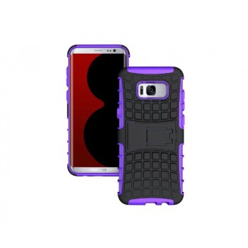 Экстрим противоударный чехол для Samsung Galaxy S8 с подставкой и текстурой шины Фиолетовый