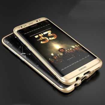 Металлический округлый премиум бампер сборного типа на винтах для Samsung Galaxy S8 Plus Бежевый