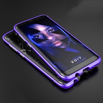 Металлический округлый премиум бампер сборного типа на винтах для Samsung Galaxy S8 Plus Фиолетовый