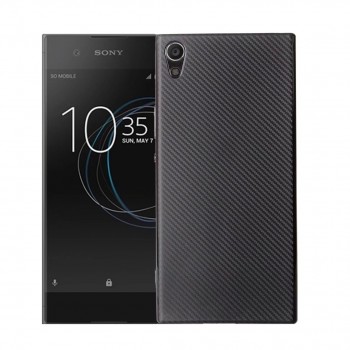 Силиконовый матовый непрозрачный чехол с текстурным покрытием Карбон для Sony Xperia XA1 Черный