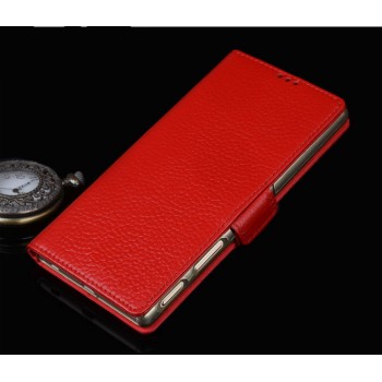 Кожаный чехол горизонтальная книжка подставка (премиум нат. кожа) с крепежной застежкой для Sony Xperia XA1  Красный