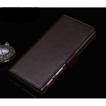 Кожаный чехол горизонтальная книжка подставка (премиум нат. кожа) с крепежной застежкой для Sony Xperia XA1  Коричневый