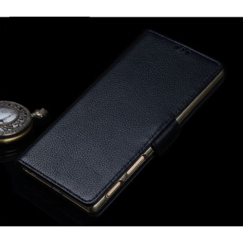 Кожаный чехол горизонтальная книжка подставка (премиум нат. кожа) с крепежной застежкой для Sony Xperia XA1  Черный