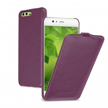 Кожаный чехол вертикальная книжка (премиум нат. кожа) для Huawei P10  Фиолетовый