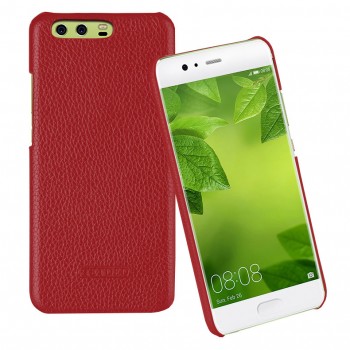 Кожаный чехол накладка (премиум нат. кожа) для Huawei P10  Красный