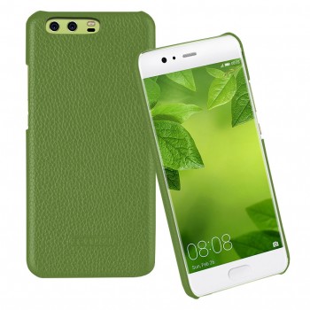 Кожаный чехол накладка (премиум нат. кожа) для Huawei P10 Plus  Зеленый