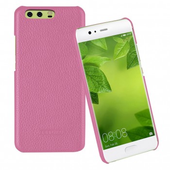 Кожаный чехол накладка (премиум нат. кожа) для Huawei P10 Plus  Розовый