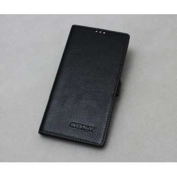 Кожаный чехол горизонтальная книжка подставка с крепежной застежкой для Sony Xperia XA1 Ultra  Черный