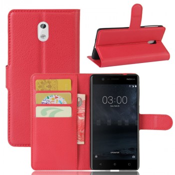 Чехол портмоне подставка для Nokia 3 с магнитной защелкой и отделениями для карт