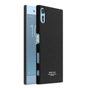 Пластиковый непрозрачный матовый нескользящий премиум чехол с повышенной шероховатостью для Sony Xperia XZs  Черный