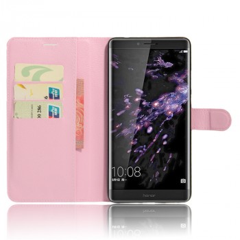 Чехол портмоне подставка для Huawei Honor Note 8 с магнитной защелкой и отделениями для карт Розовый