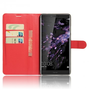 Чехол портмоне подставка для Huawei Honor Note 8 с магнитной защелкой и отделениями для карт Красный
