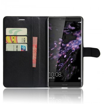 Чехол портмоне подставка для Huawei Honor Note 8 с магнитной защелкой и отделениями для карт Черный