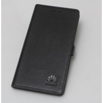 Кожаный чехол горизонтальная книжка подставка с крепежной застежкой для Huawei Honor Note 8  Черный