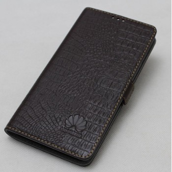 Кожаный чехол горизонтальная книжка подставка текстура Крокодил с крепежной застежкой для Huawei Honor Note 8  Коричневый