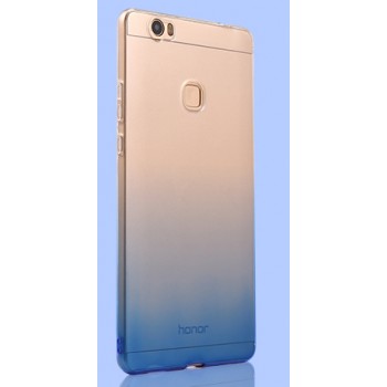 Силиконовый глянцевый полупрозрачный градиентный чехол для Huawei Honor Note 8  Синий