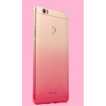 Силиконовый глянцевый полупрозрачный градиентный чехол для Huawei Honor Note 8  Розовый