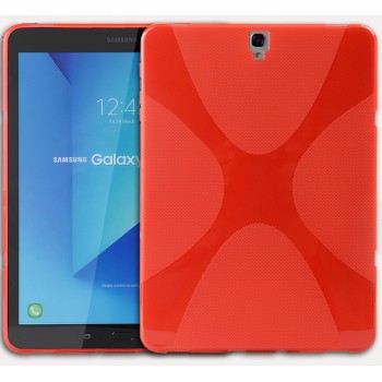 Силиконовый матовый полупрозрачный чехол с нескользящими гранями и дизайнерской текстурой X для Samsung Galaxy Tab S3  Красный
