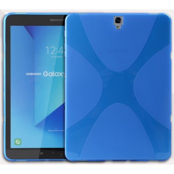 Силиконовый матовый полупрозрачный чехол с нескользящими гранями и дизайнерской текстурой X для Samsung Galaxy Tab S3  Синий