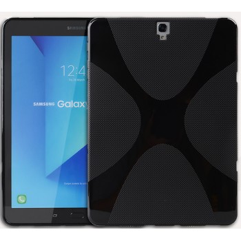Силиконовый матовый полупрозрачный чехол с нескользящими гранями и дизайнерской текстурой X для Samsung Galaxy Tab S3  Черный