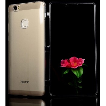 Двухкомпонентный силиконовый глянцевый транспарентный чехол горизонтальная книжка с акриловой полноразмерной транспарентной смарт крышкой для Huawei Honor Note 8  Коричневый