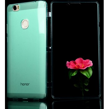 Двухкомпонентный силиконовый глянцевый транспарентный чехол горизонтальная книжка с акриловой полноразмерной транспарентной смарт крышкой для Huawei Honor Note 8  Зеленый