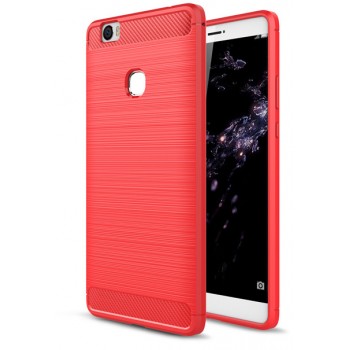 Силиконовый матовый непрозрачный чехол с нескользящими гранями и текстурным покрытием Металлик для Huawei Honor Note 8  Красный