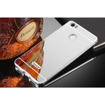 Двухкомпонентный чехол c металлическим бампером с поликарбонатной накладкой и зеркальным покрытием для Huawei Honor Note 8  Белый