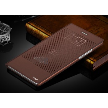 Точечный чехол смарт флип с функциями оповещения для Huawei Honor Note 8 Коричневый