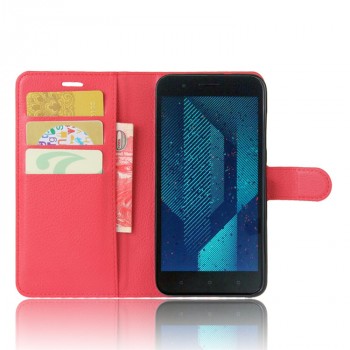 Чехол портмоне подставка для HTC One X10 с магнитной защелкой и отделениями для карт Красный