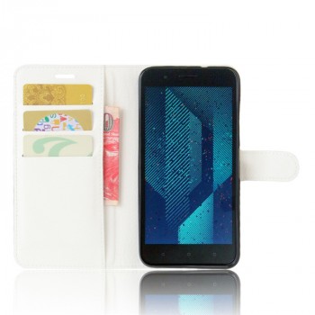 Чехол портмоне подставка для HTC One X10 с магнитной защелкой и отделениями для карт Белый