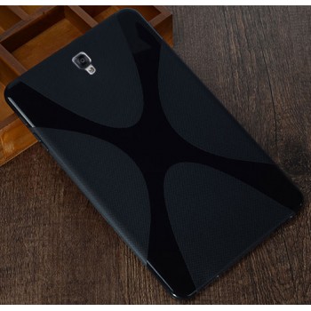 Силиконовый матовый полупрозрачный чехол с дизайнерской текстурой X для Samsung Galaxy Tab S3  Черный
