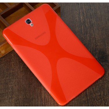 Силиконовый матовый полупрозрачный чехол с дизайнерской текстурой X для Samsung Galaxy Tab S3  Красный